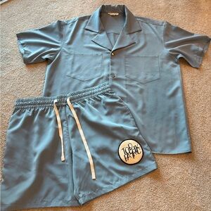 Todd Patrick Men's Blue Shirt and Shorts Set